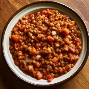 Estofado Casero de Lentejas con Vegetales y Especias Aromáticas