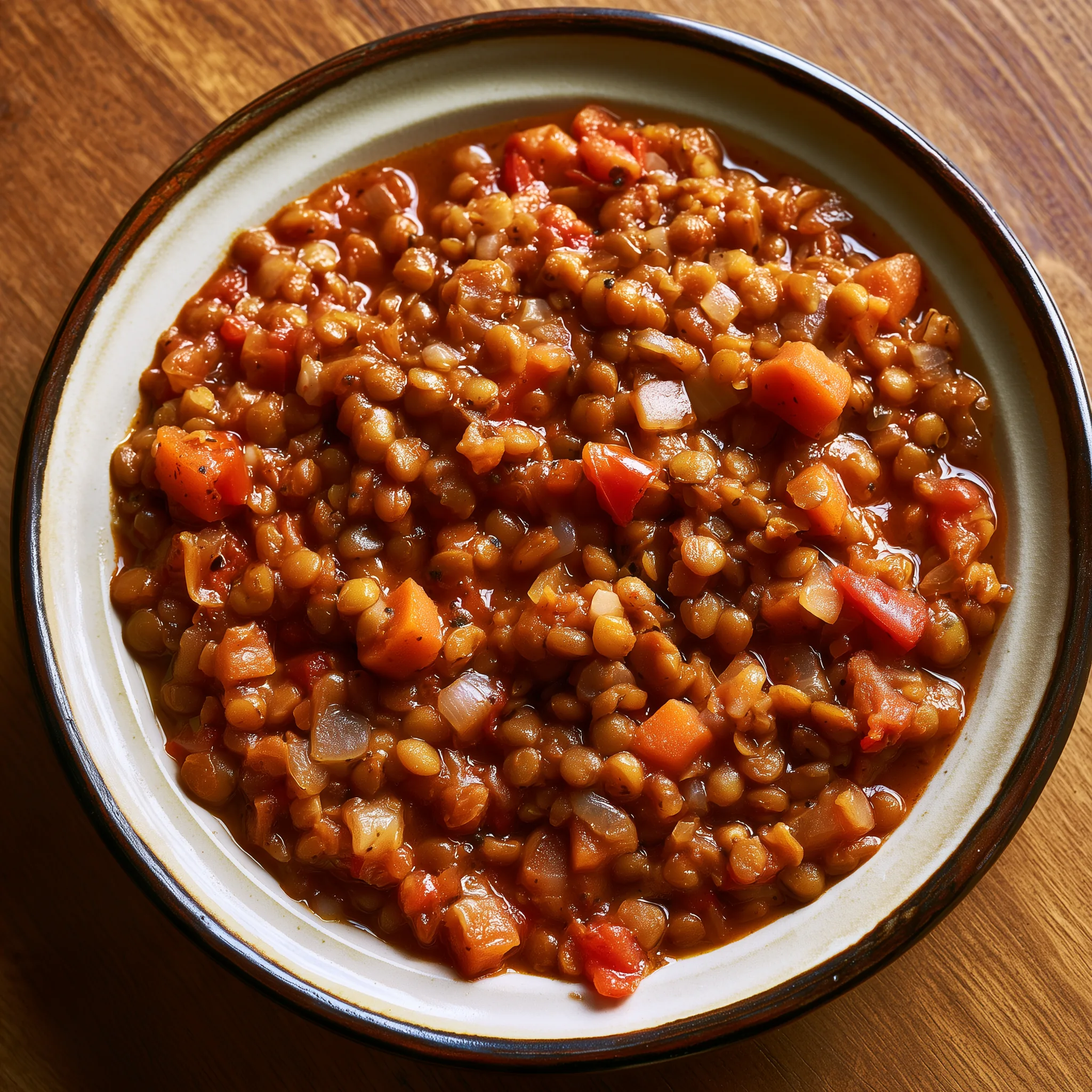 Estofado Casero de Lentejas con Vegetales y Especias Aromáticas