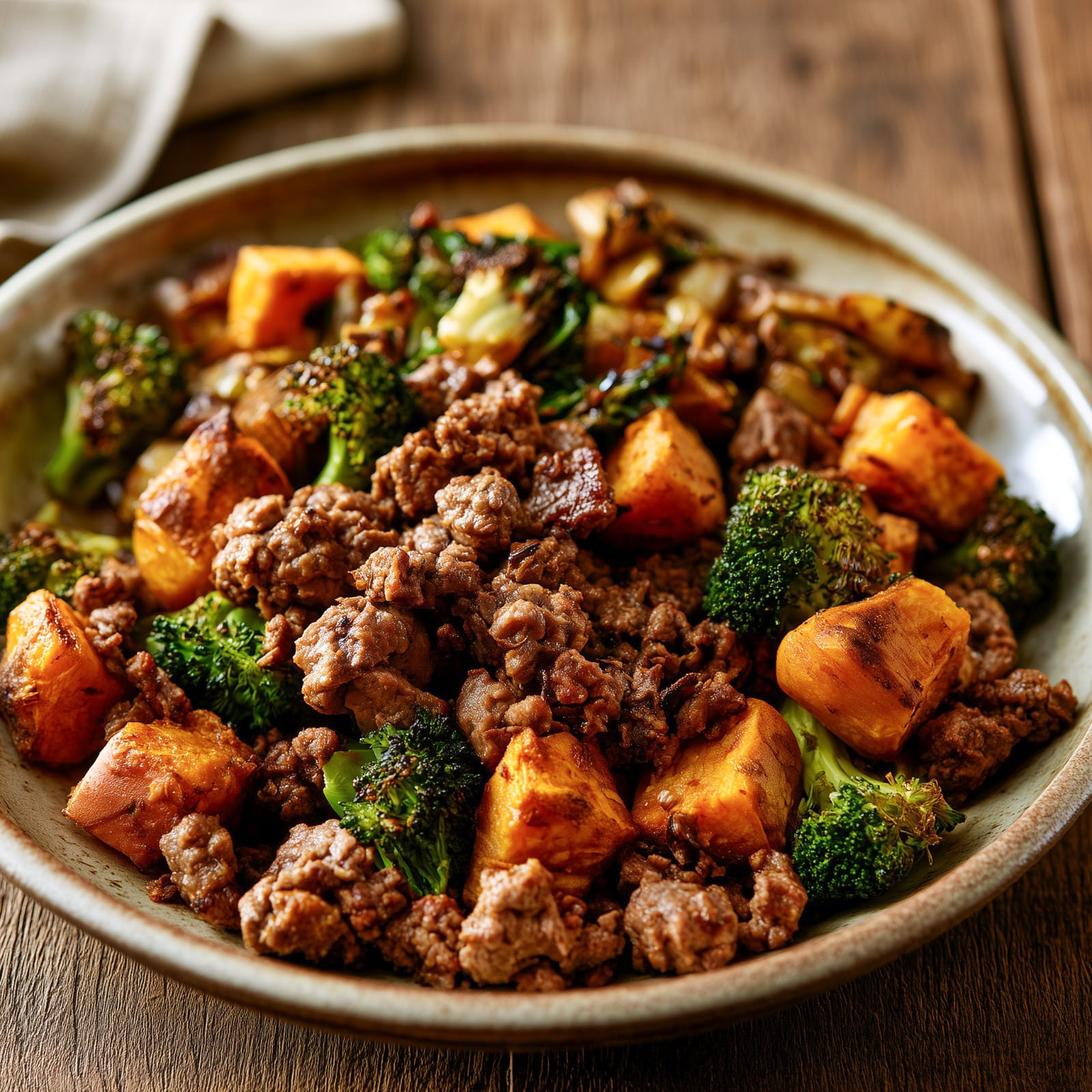 Bowl Proteico de Carne Salteada con Boniato Asado y Vegetales