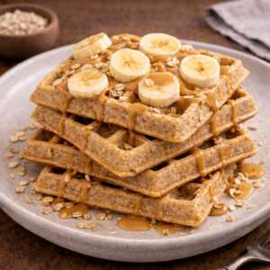 Waffles de Avena y Banana con Mantequilla de Maní