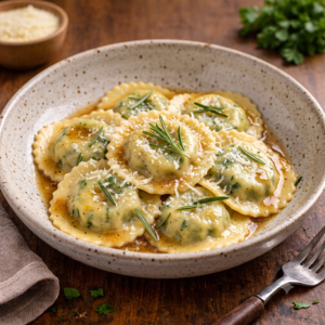 Raviolónes de Osobuco con Salsa de Manteca y Romero