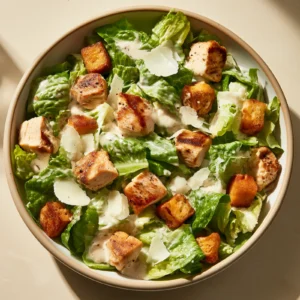 Ensalada César con Pollo Grillado y Croutones Dorados