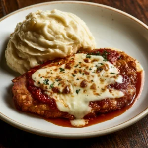Milanesa de Pollo Napolitana con Puré Suave de Papa